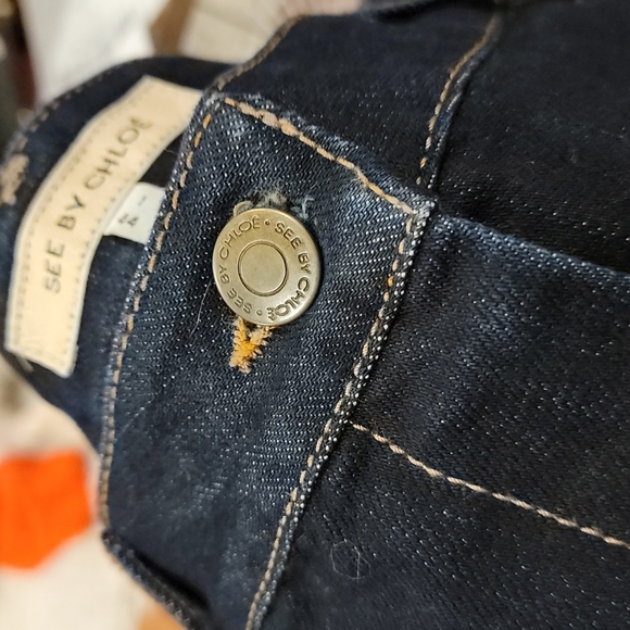 SEE BY CHLOE Dark Blue Denim Skirt US 8 Made In Italy GUC - Picture 9 of 16